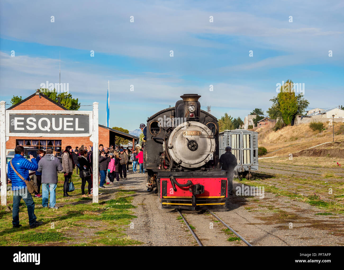 Old Patagonian Express La Trochita, steam train, Esquel Train Station, Chubut Province, Patagonia, Argentina Stock Photo