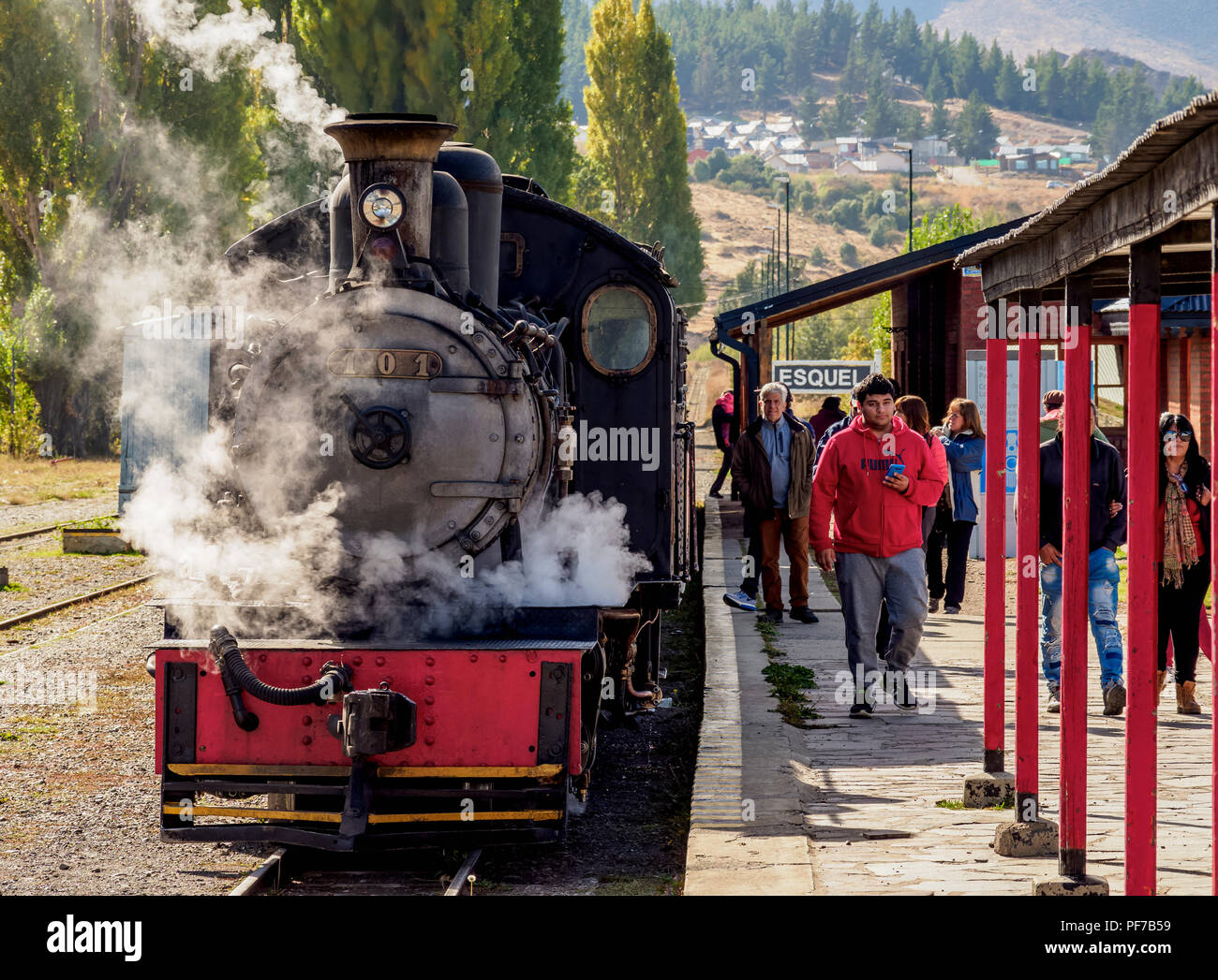 Old Patagonian Express La Trochita, steam train, Esquel Train Station, Chubut Province, Patagonia, Argentina Stock Photo