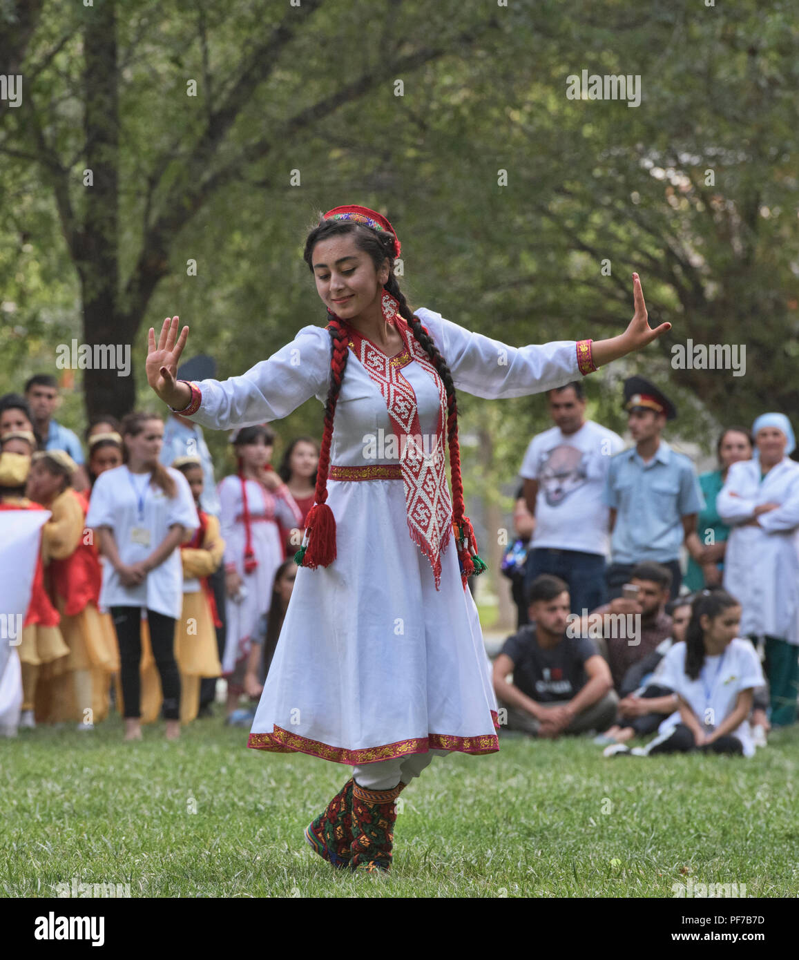 Pamiri woman dancing at the 'Roof of the World' festival in Khorog