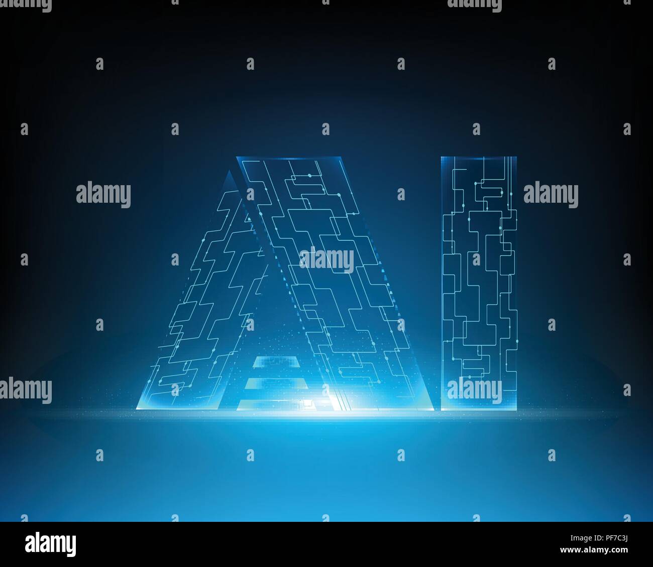 AI Letter Digital  Artificial intelligence  and big data Machine Learning business system concept.Vector illustration EPS10 Stock Vector