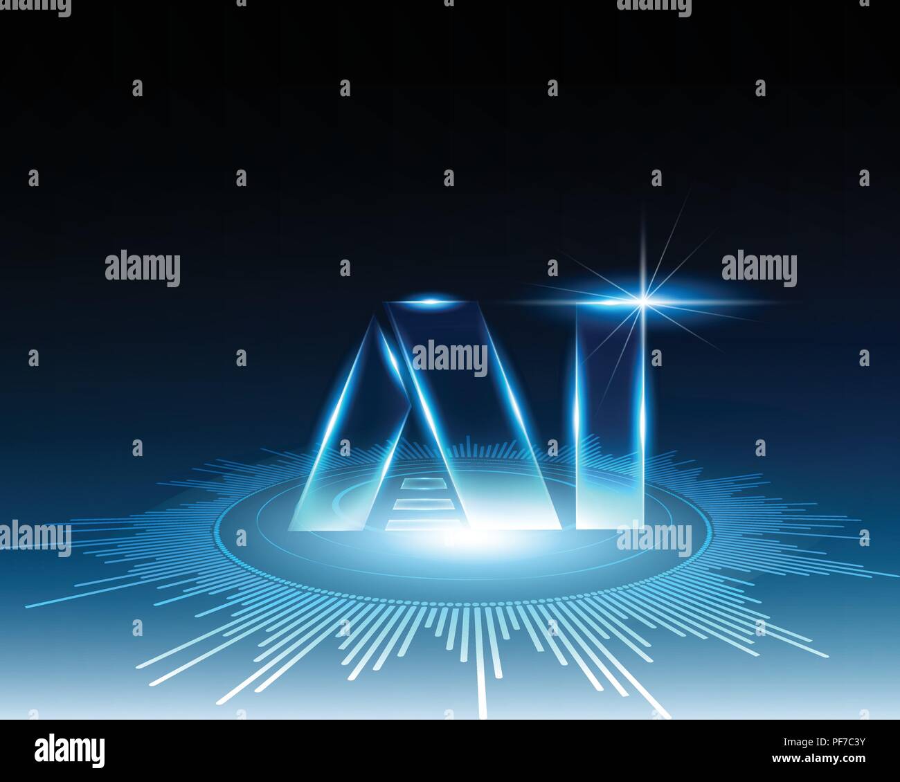AI Letter Digital Artificial intelligence and big data Machine Learning business system concept.Vector illustration EPS10 Stock Vector