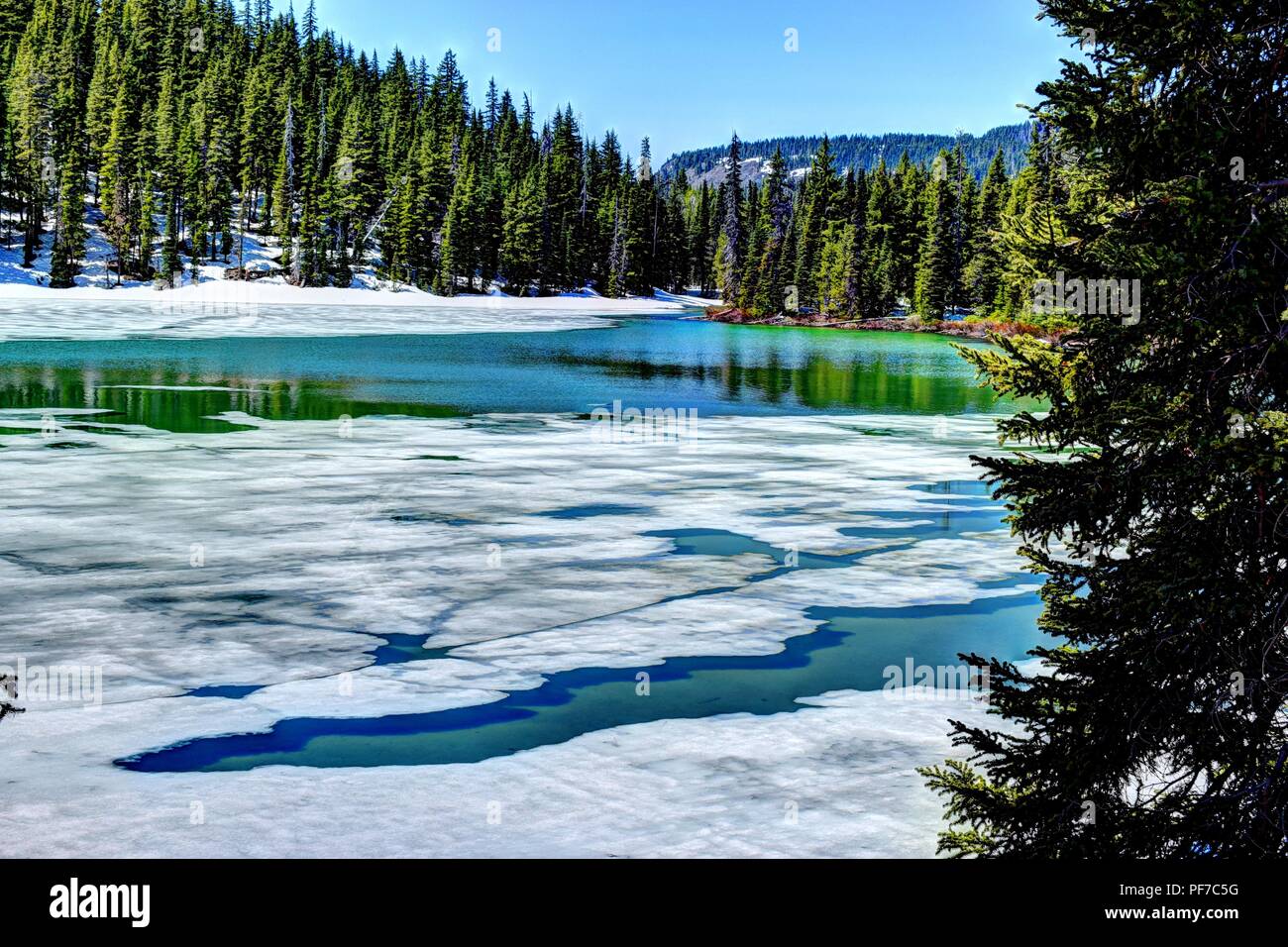 Spring Thaw at Devils Lake near Bend Oregon Stock Photo Alamy