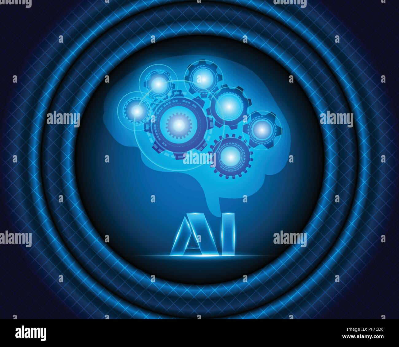 AI Letter Digital Artificial intelligence and big data Machine Learning business system concept.Vector illustration EPS10 Stock Vector