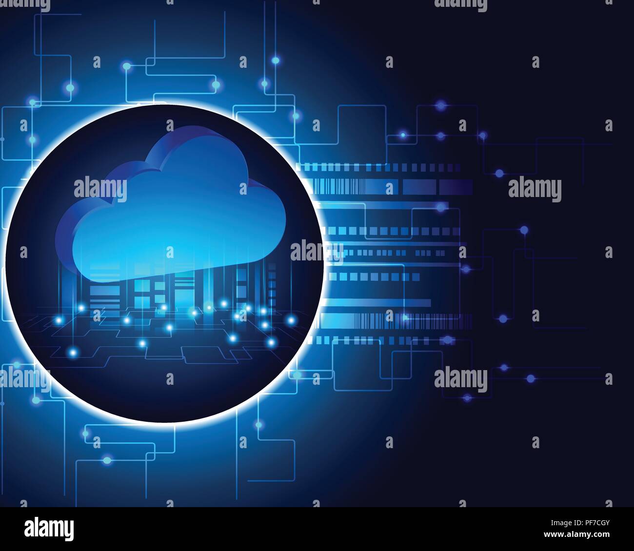 Cloud computing business Transaction data storage technology concept. vector illustration eps10. Stock Vector