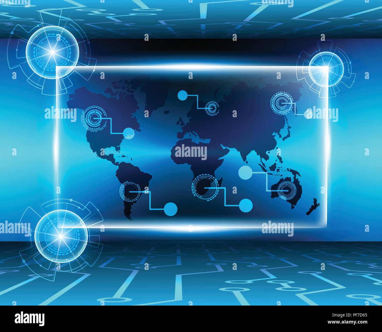 World map cyber digital bigdata online system business zone concept.Vector illustration EPS10 Stock Vector