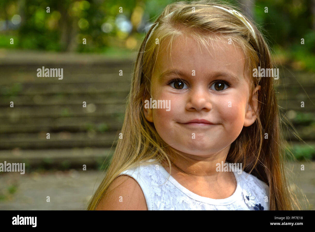 Portrait of 3 and a half years old girl Stock Photo