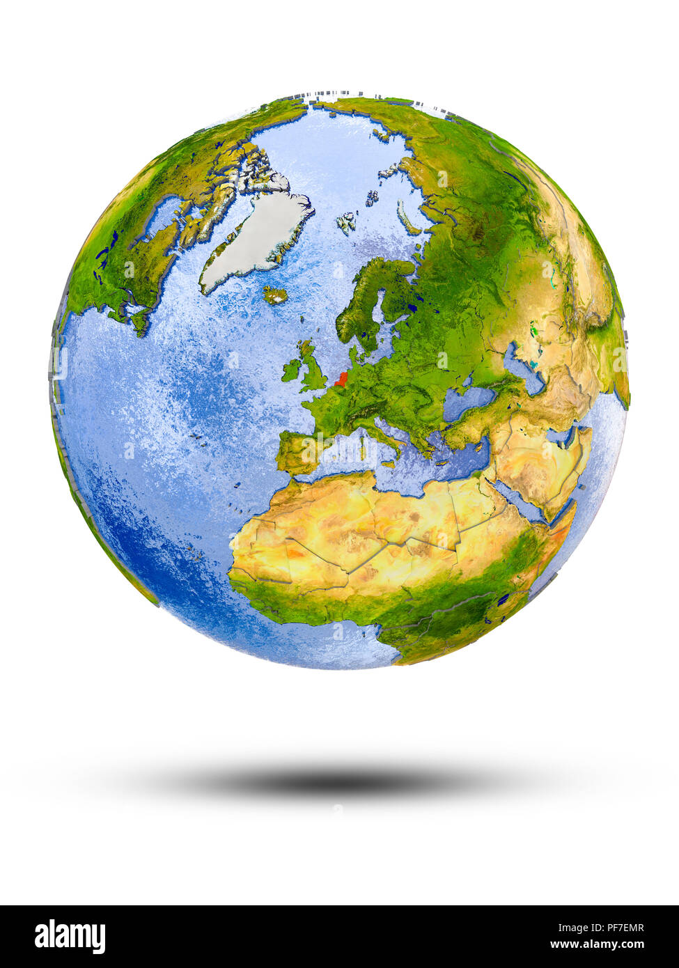 Netherlands on globe with shadow on white background. 3D illustration Stock Photo - Alamy