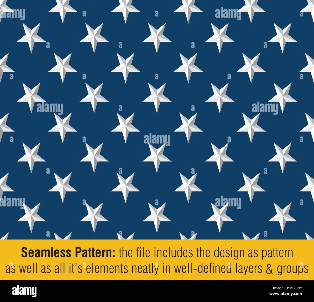 Vector Seamless Pattern of the Stars of the American Flag Embossed. The ...