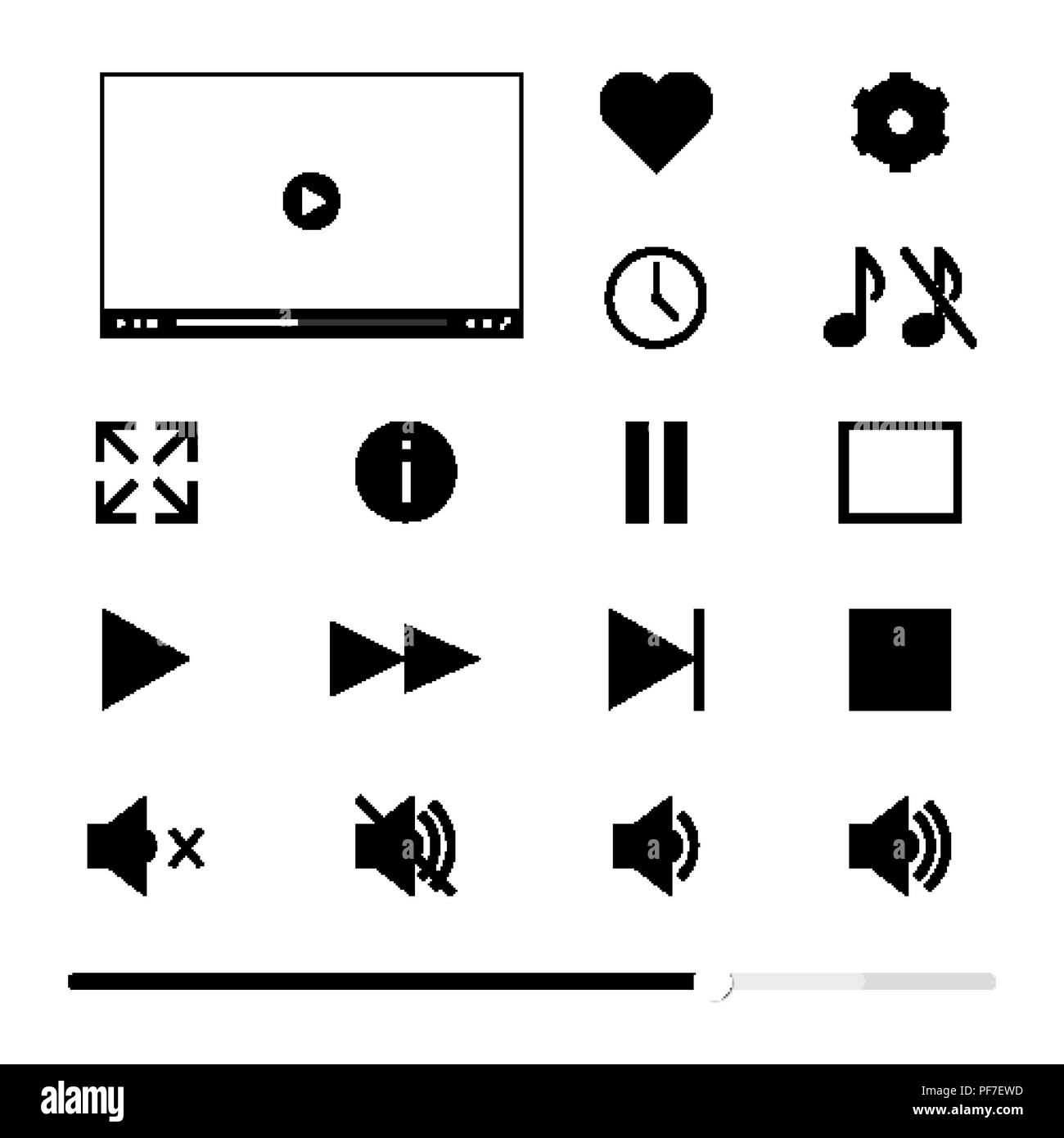 Multimedia player window and set of the navigation buttons Stock Vector