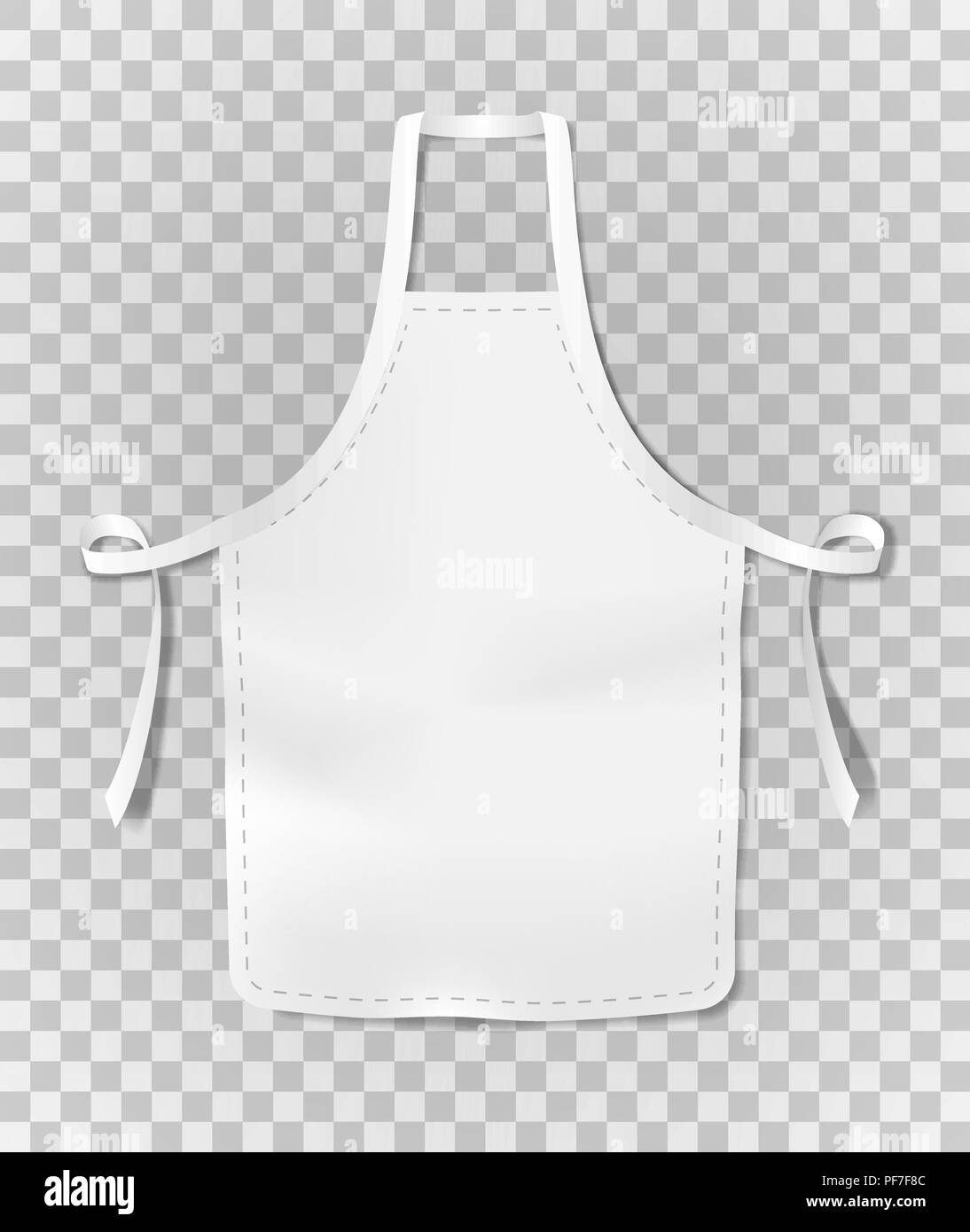 White blank kitchen chef apron isolated on transparent background. Cotton realistic apron for cooking or baker. vector illustration. Stock Vector