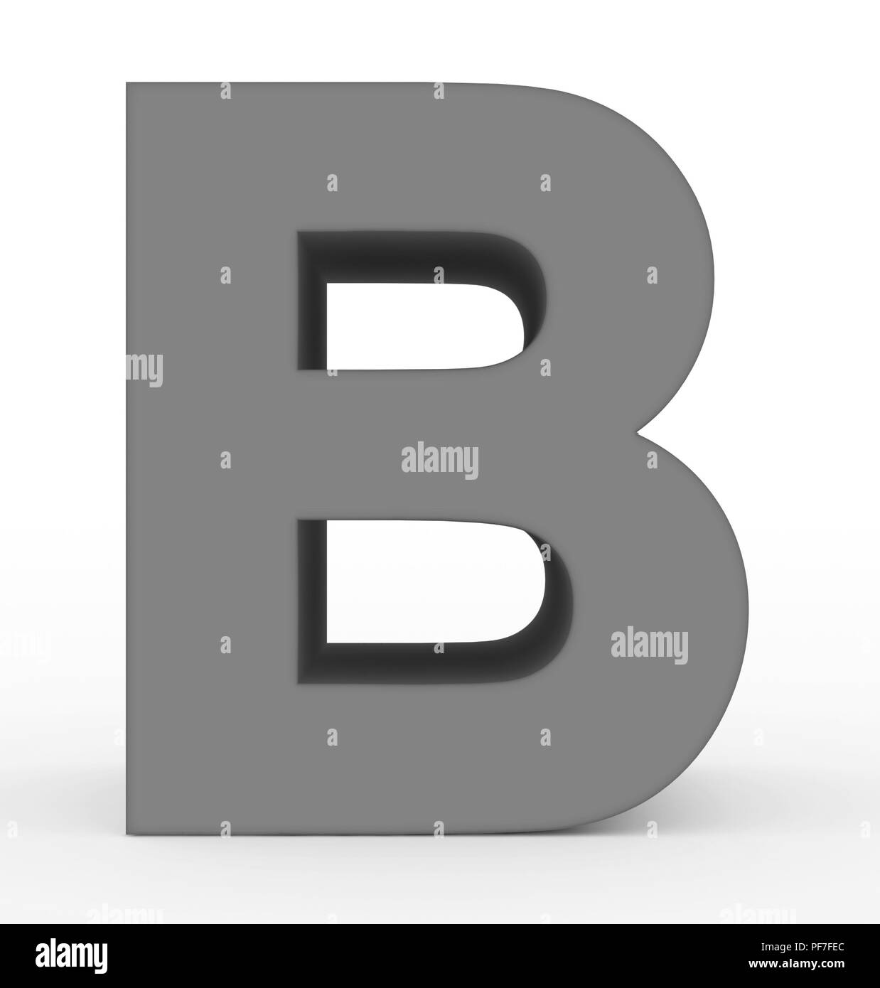 letter B 3d clean gray isolated on white - 3d rendering Stock Photo