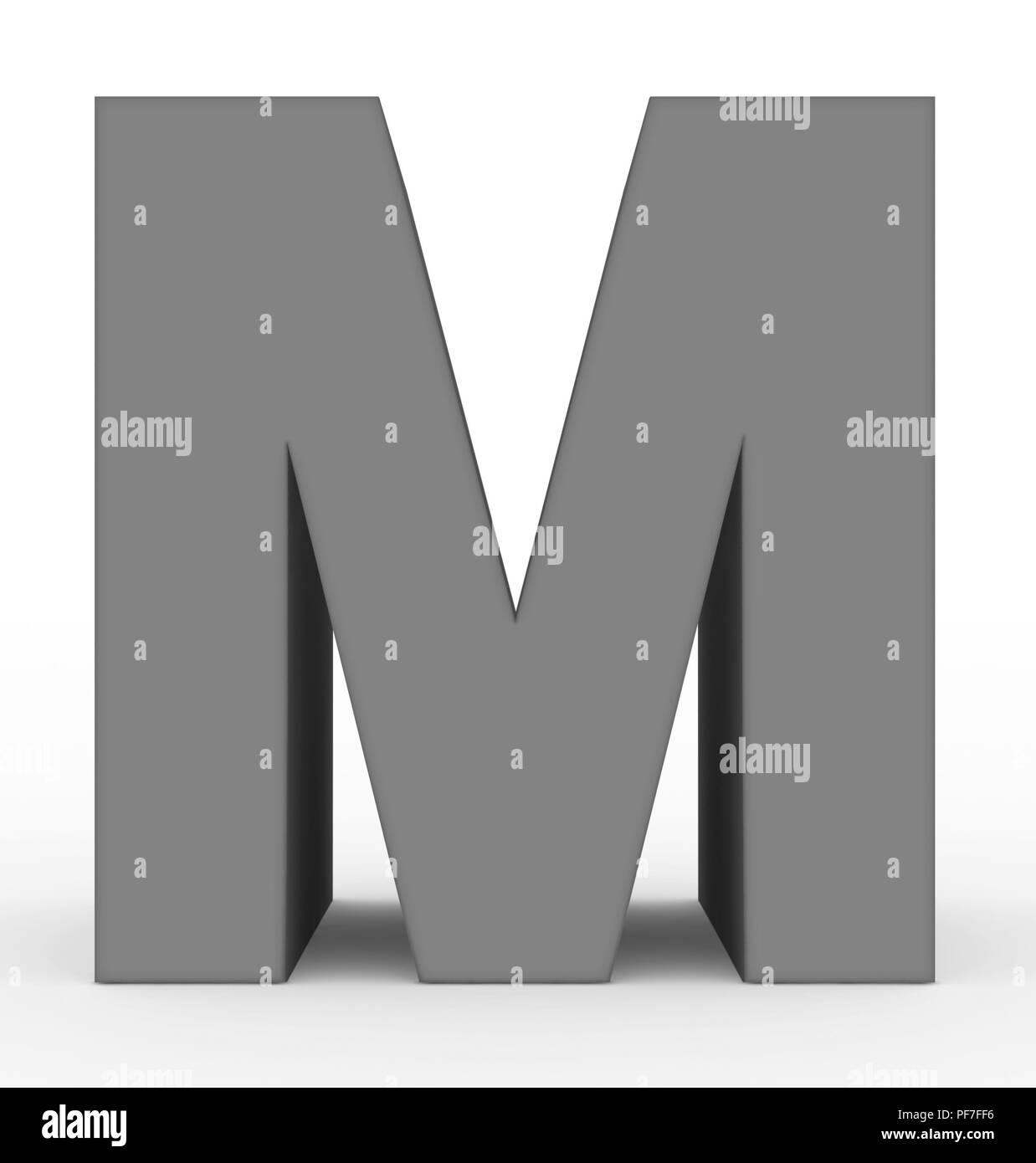 letter M 3d gray isolated on white - 3d rendering Stock Photo