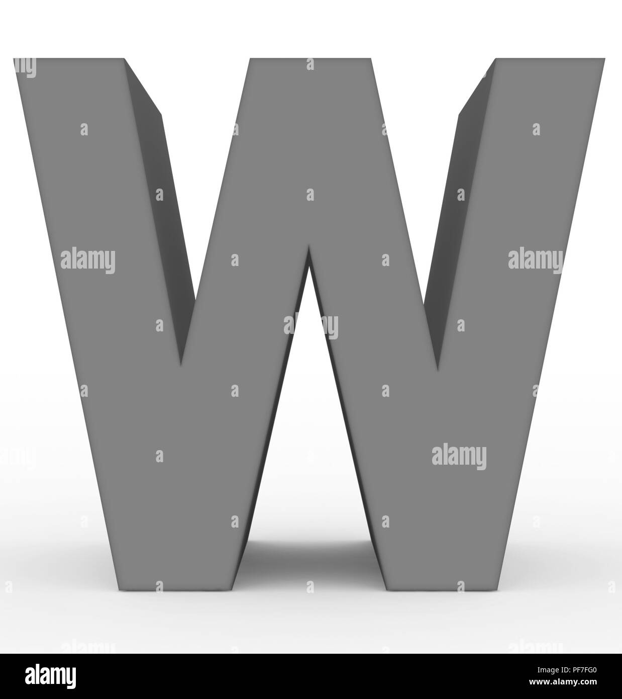 letter W 3d gray isolated on white - 3d rendering Stock Photo - Alamy