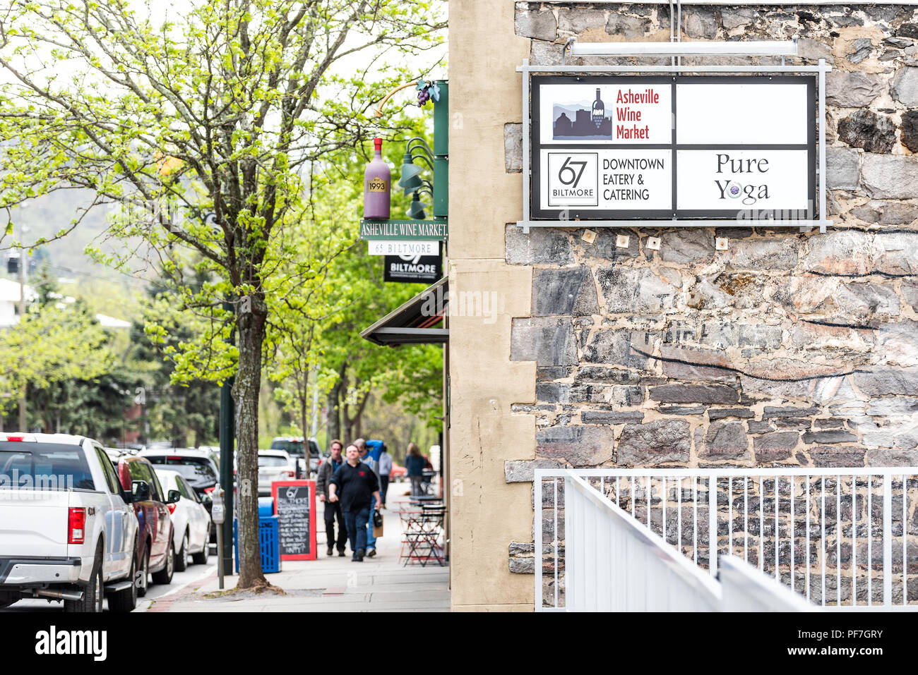 Asheville, USA April 19, 2018 Downtown old town street in hipster