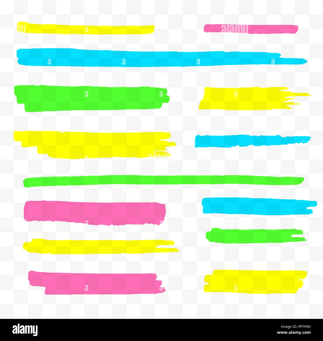 Colorful highlighters set. Yellow, green, purple and blue markers