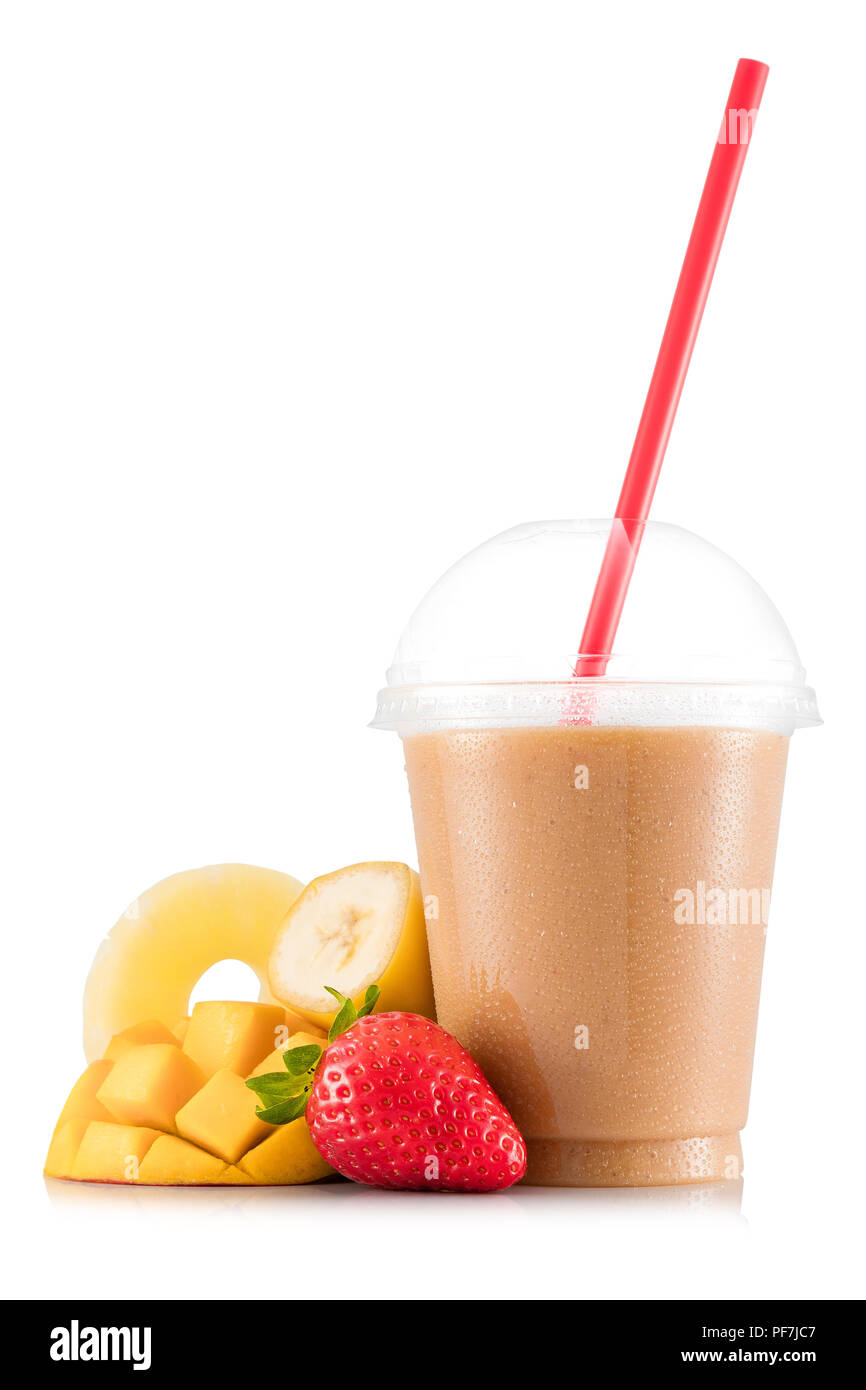 Banana Smoothie Cup with Straw Mockup - Free Download Images High