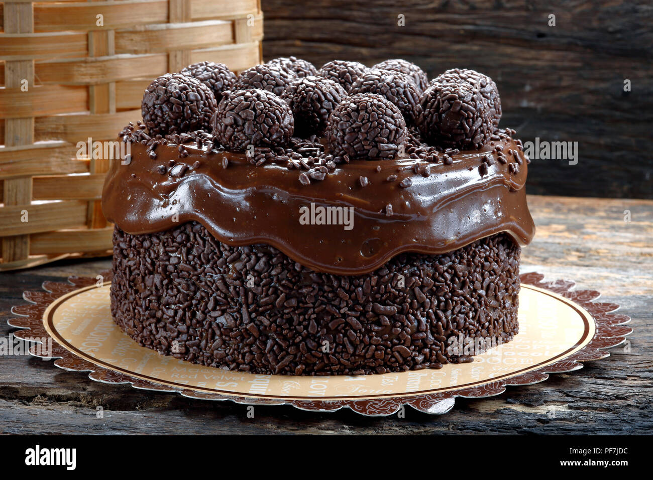 Chocolate cake with bonbon Stock Photo Alamy