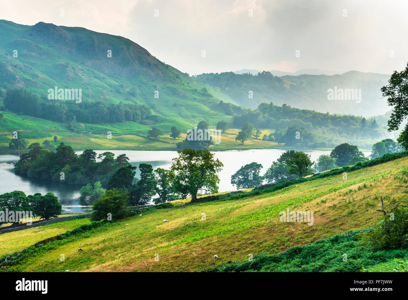 Rydal Water and Nab Scar from Loughrigg Terrace in the Lake District Stock Photo