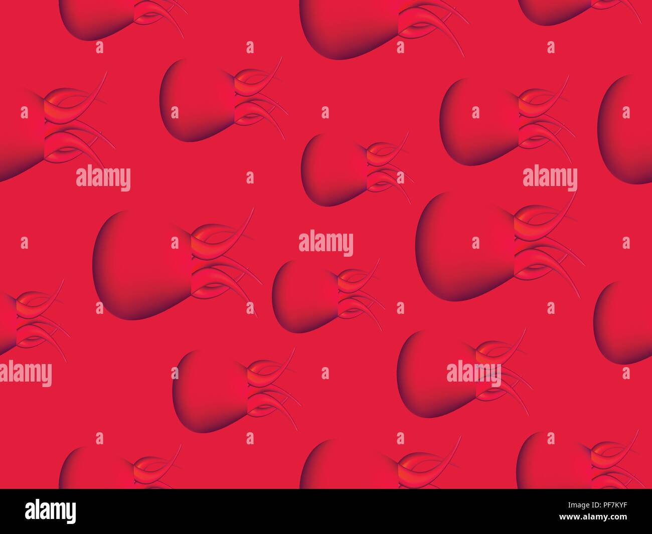 Jellyfish fashionable seamless pattern, red background. Gradient tentacles. Vector illustration Stock Vector