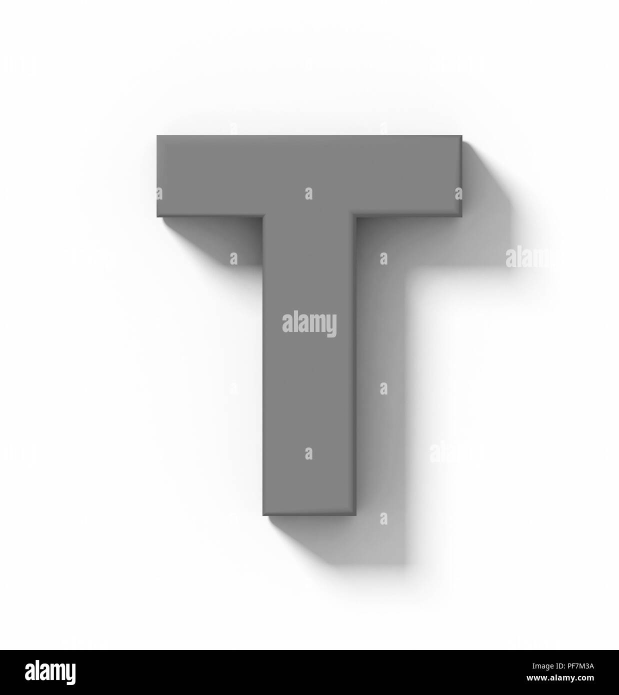 letter T 3D medium gray isolated on white with shadow - orthogonal ...