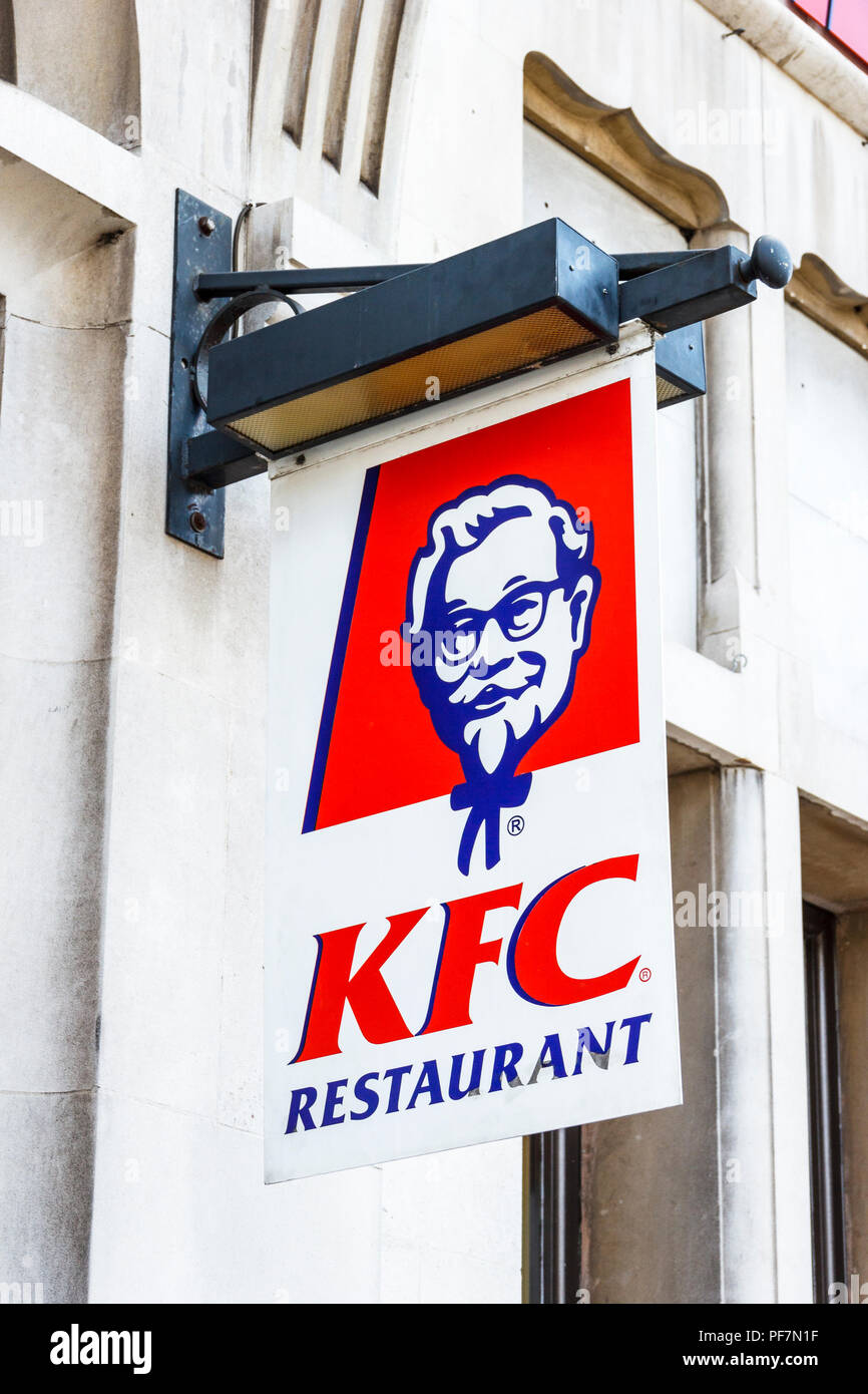 Sign outside a Kentucky Fried Chicken restaurant, London, UK Stock Photo