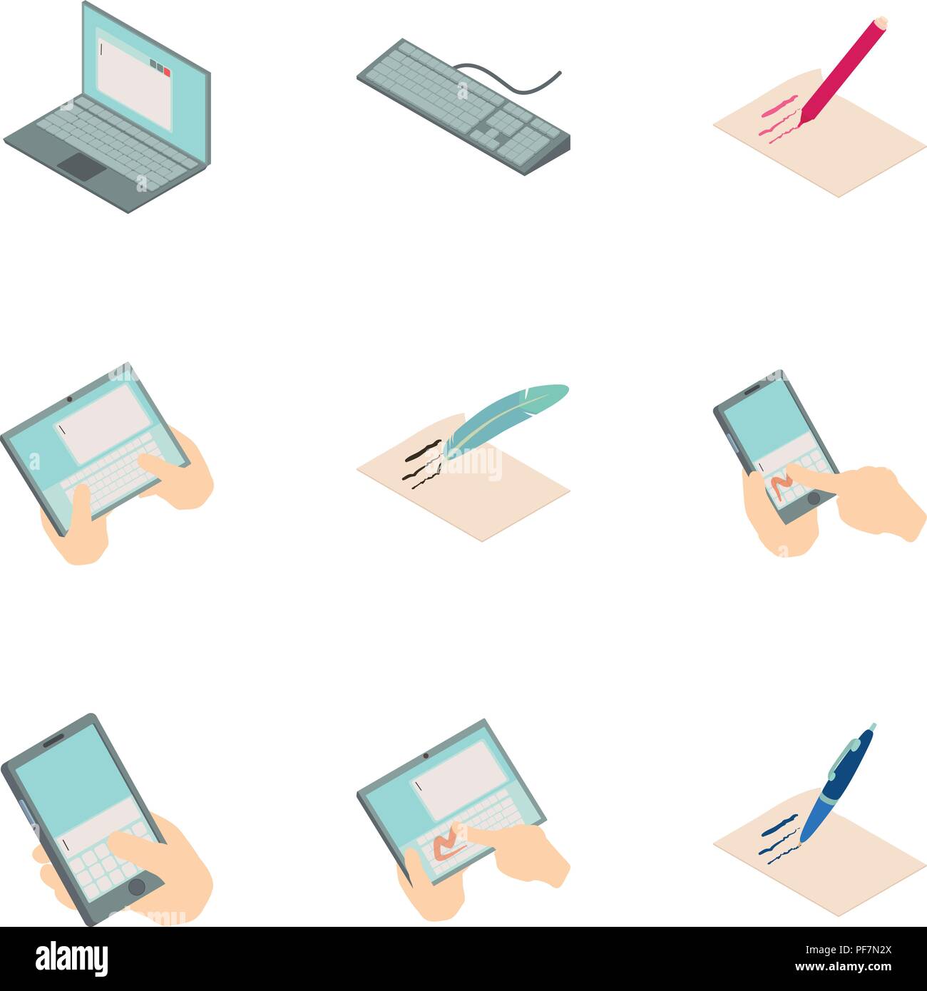 Online map icons set, isometric style Stock Vector