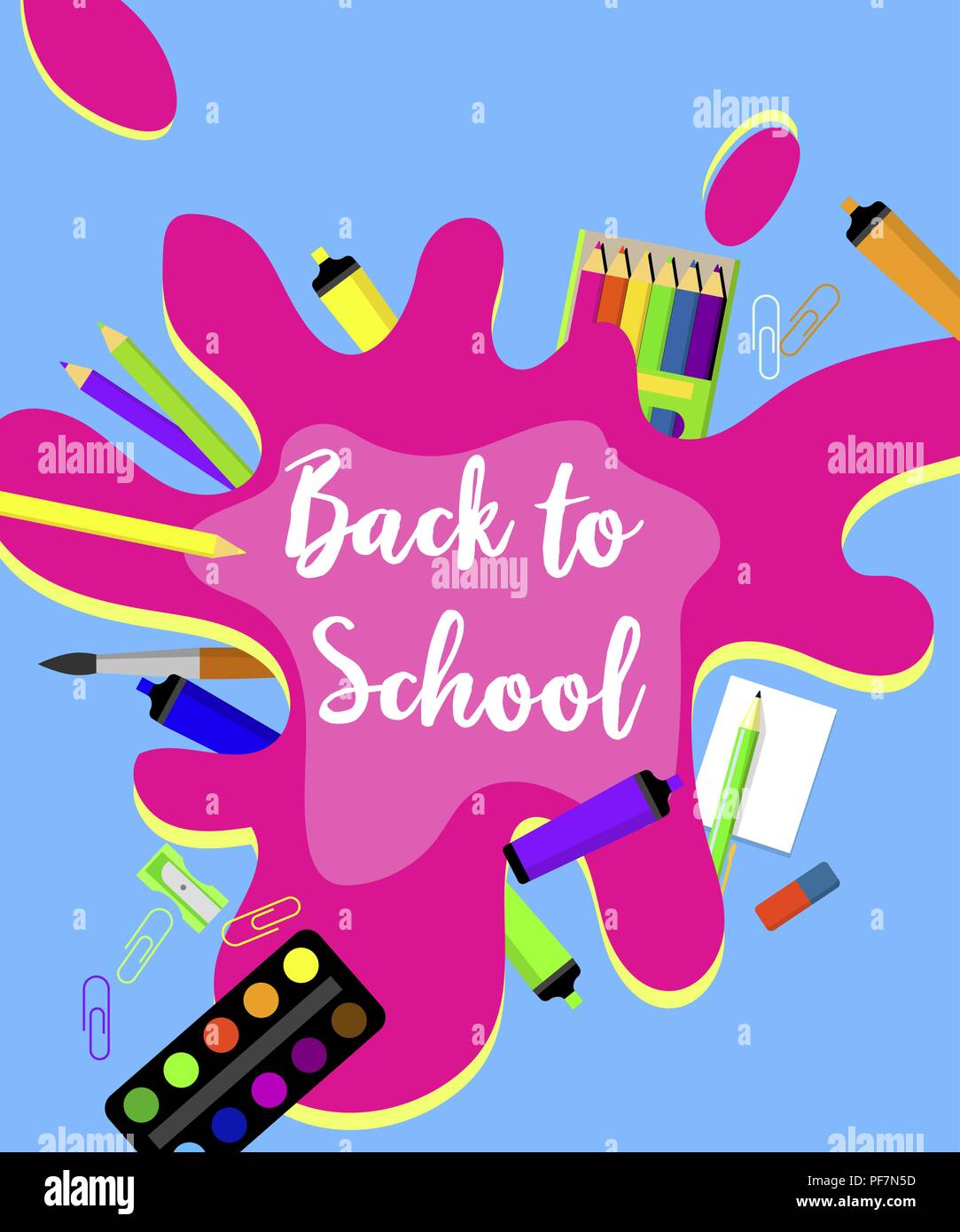 Colorful back to school background, flat style Stock Vector Image & Art ...