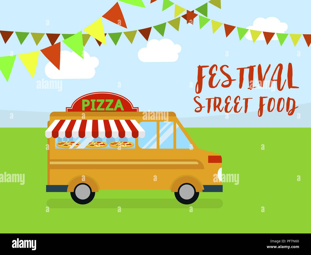 Festival of street food background, flat style Stock Vector Image & Art ...