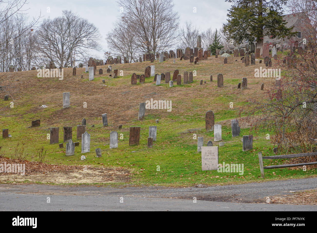 The Old Cemetery of Durham, CT, a New England town incorporated in 1708