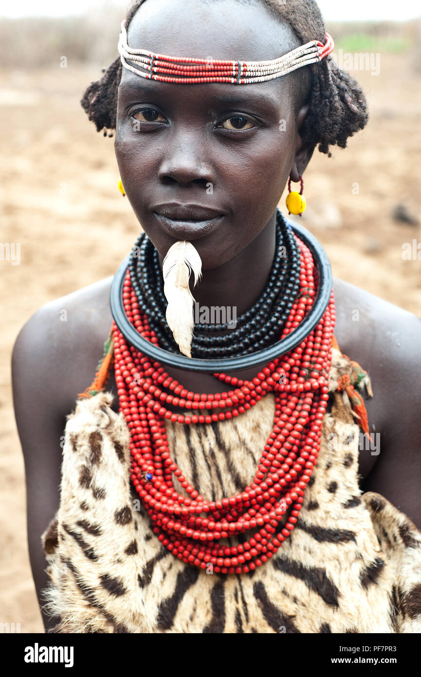 Woman from the Dassanech tribe ( Ethiopia) Stock Photo