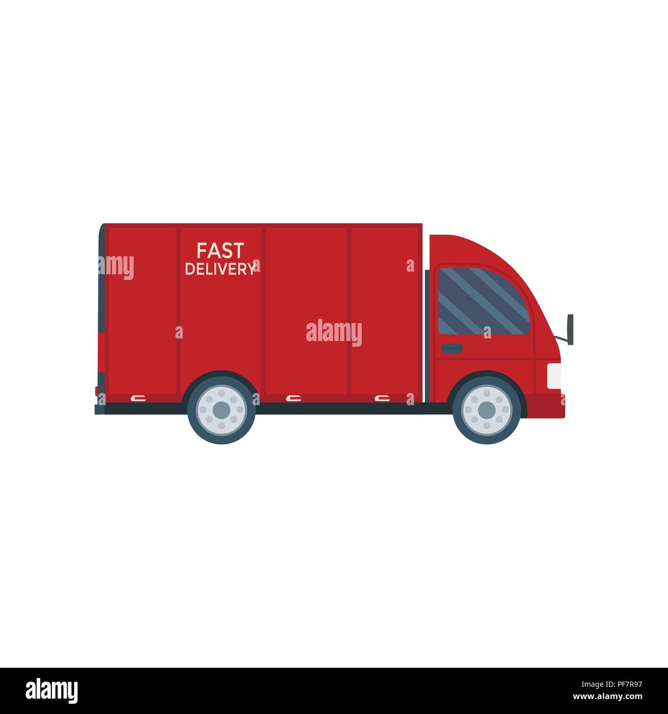 Logistics and delivery icon service isolated on white background: truck, lorry, van. Postal service creative design. Vector flat illustration. Stock Vector