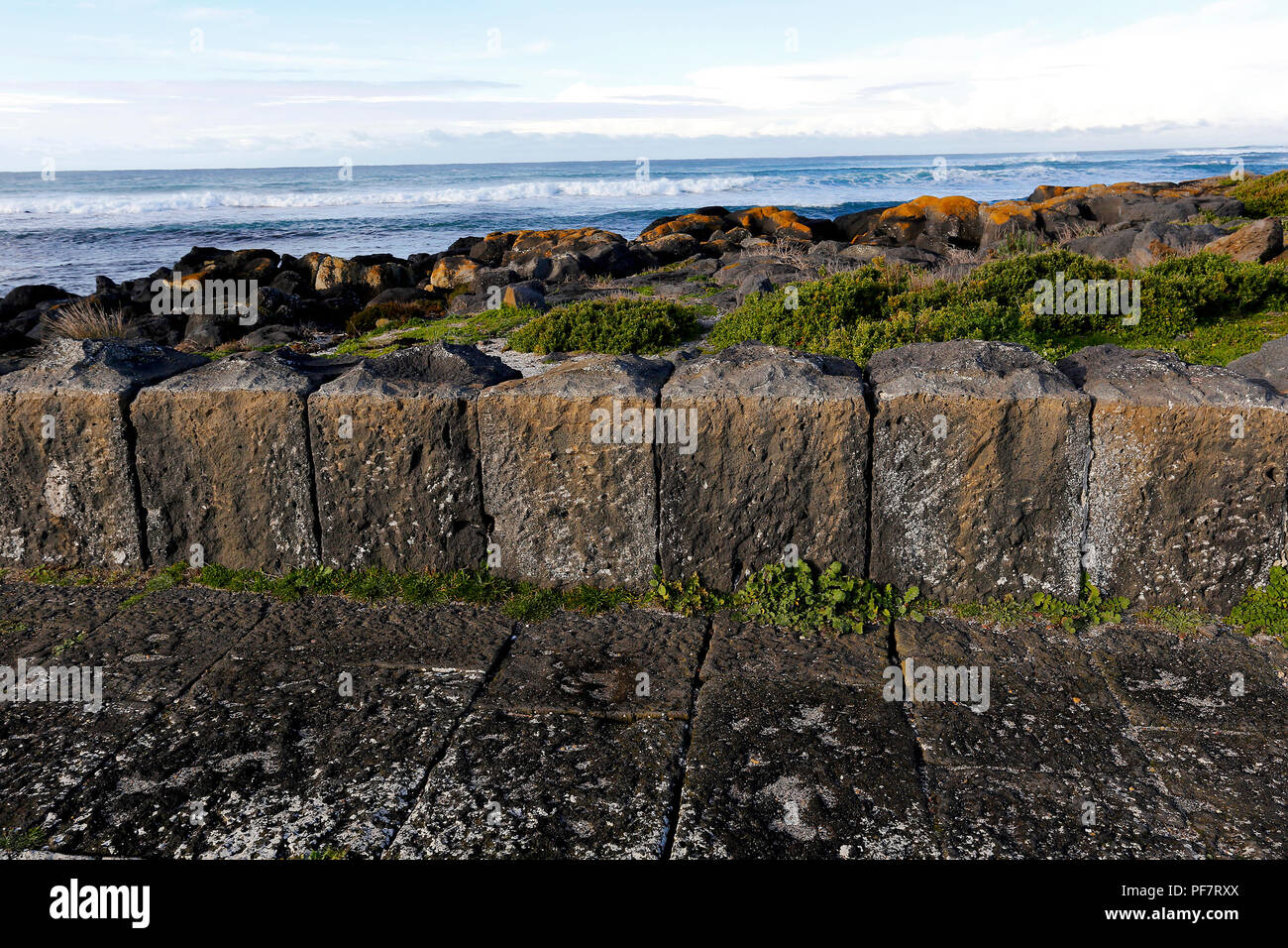 Bluestone path wall- Port Fairy Australia Stock Photo