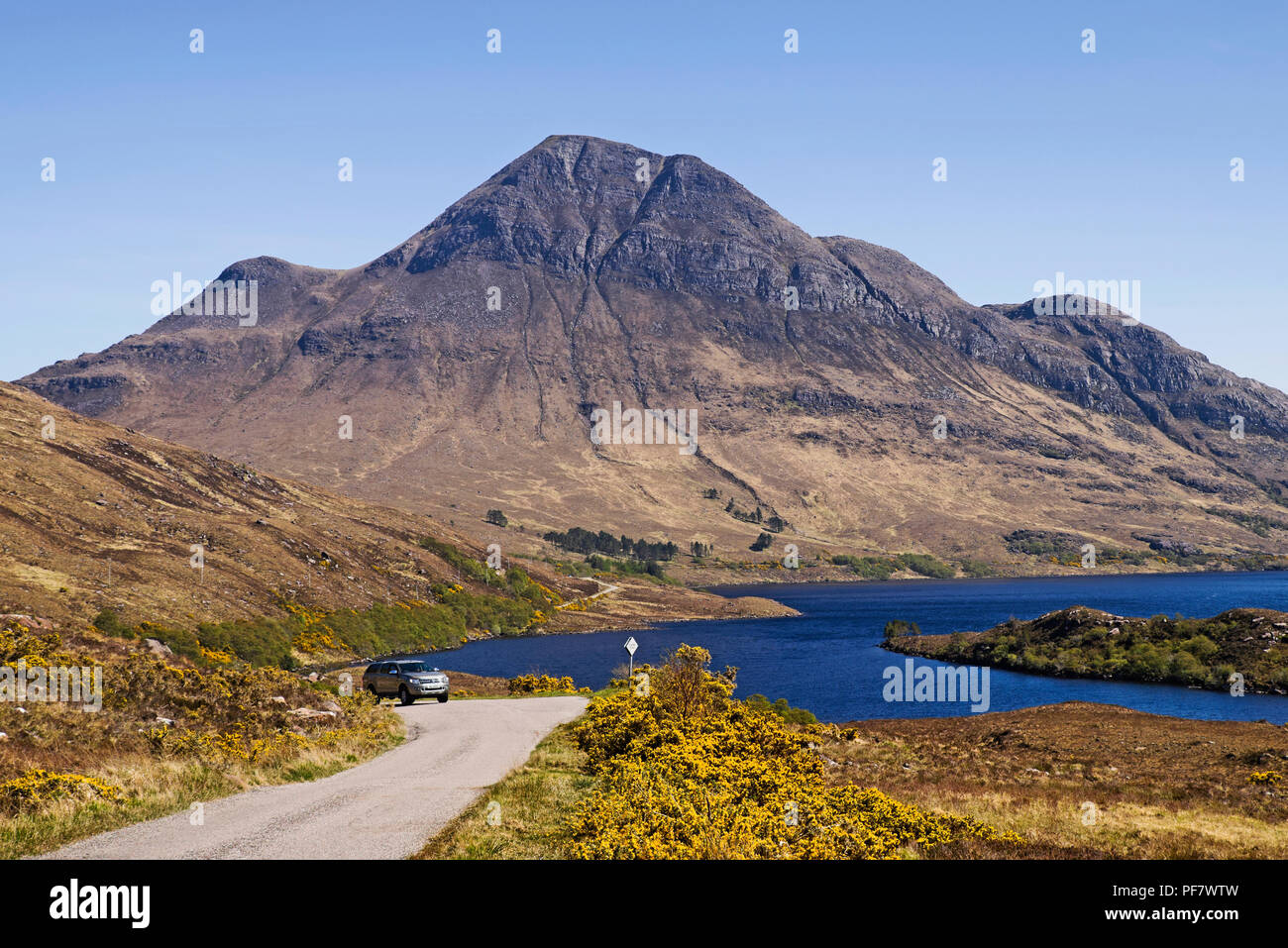 Cul Beag and Loch Lurgainn seen from the scenic road to Achiltibuie, Coigach, Wester Ross, Scottish Highlands, Scotland UK Stock Photo