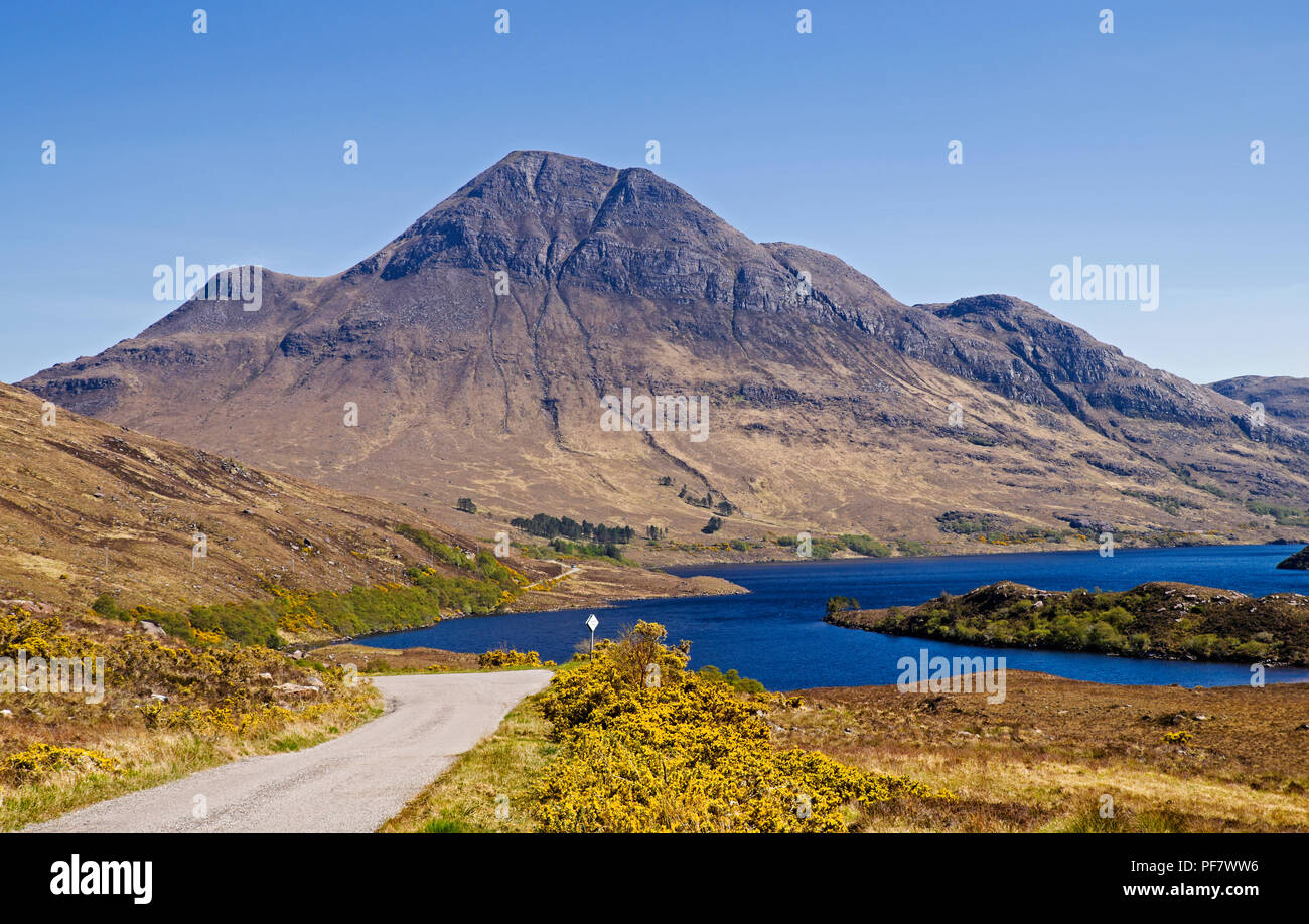 Cul Beag and Loch Lurgainn seen from the scenic road to Achiltibuie, Coigach, Wester Ross, Scottish Highlands, Scotland UK Stock Photo