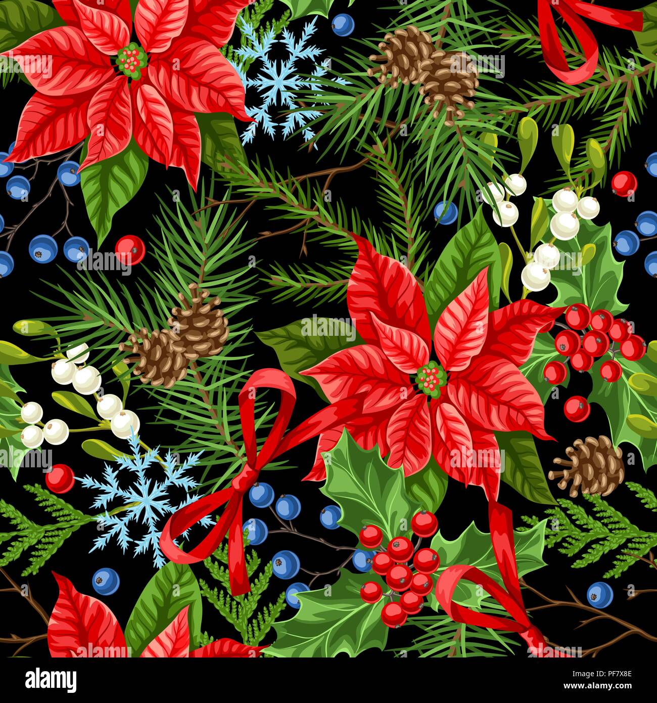 Seamless pattern with winter plants. Stock Vector