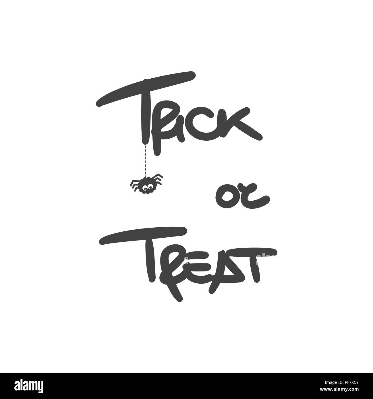 cute hand drawn lettering halloween vector card with trick or treat ...