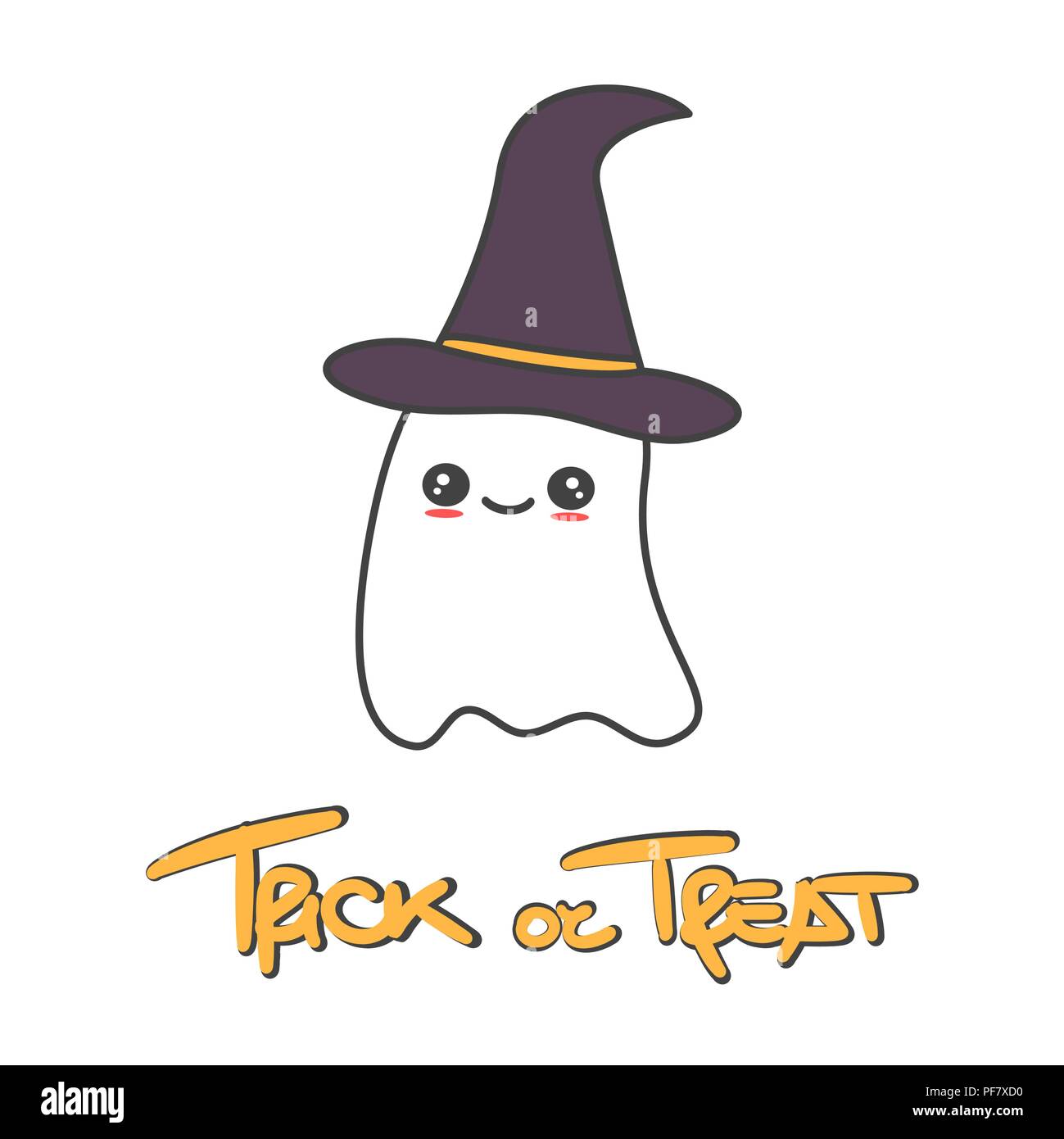 cute hand drawn lettering trick or treat halloween vector card with ...
