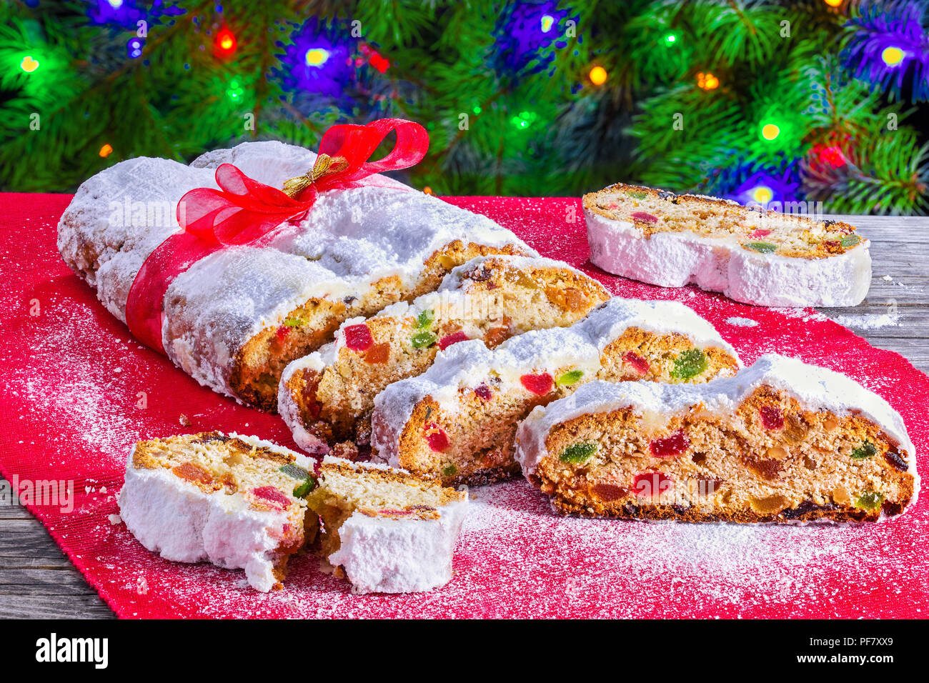 Christmas Stollen, traditional german christmas cake with dried fruits