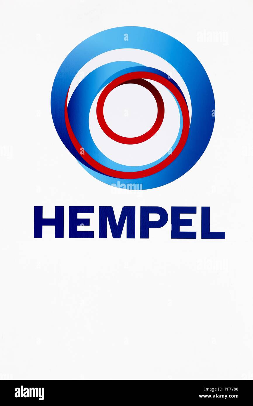 Aarhus, Denmark - August 7, 2018: Hempel logo on a wall. Hempel is a coatings supplier to the decorative, protective, marine, yacht market Stock Photo