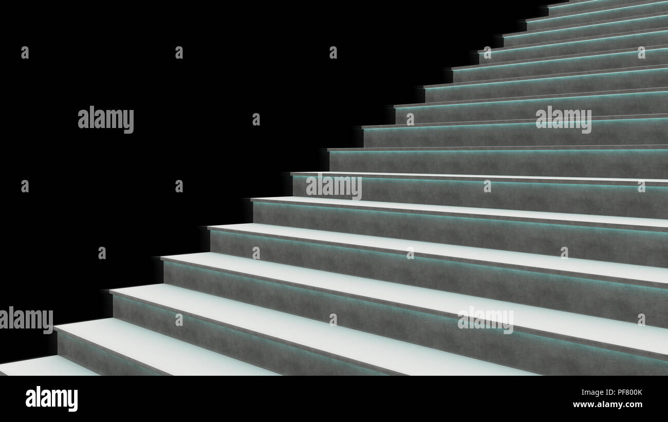 3d Rendering, Steps,going up, 3d Steps, Edge lit,Concrete Steps Stock Photo