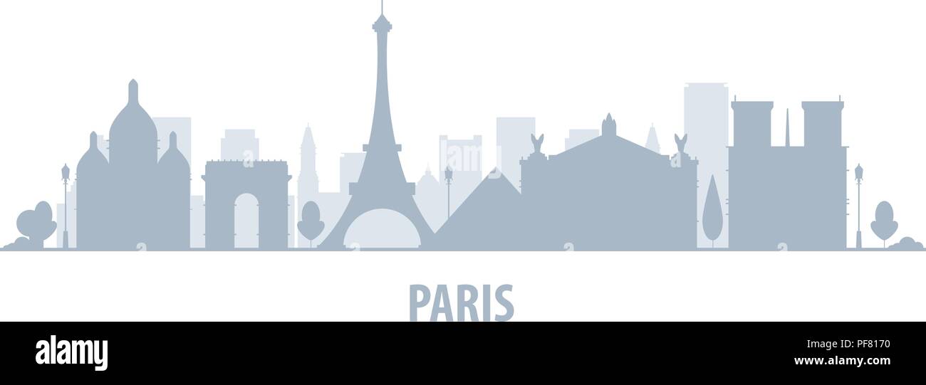 Paris city skyline - cityscape silhouette with landmarks Stock Vector
