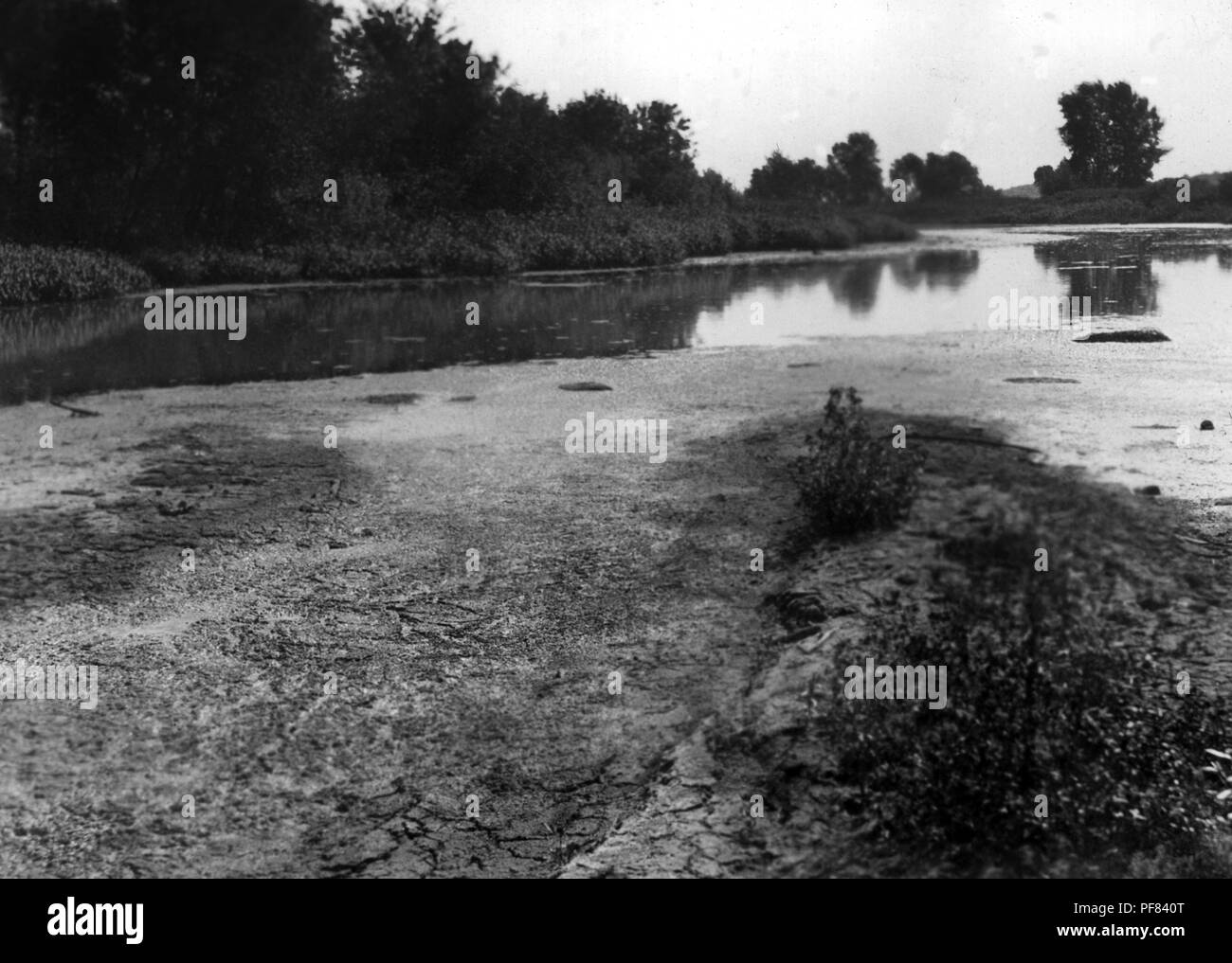 Presence of pollution in the Shellrock River as a result of dumping waste from a canning factory, Albert Lea, Minnesota, 1924. Image courtesy Centers for Disease Control (CDC) / Minnesota Department of Health, R.N. Barr Library, Librarians Melissa Rethlefsen and Marie Jones. () Stock Photo