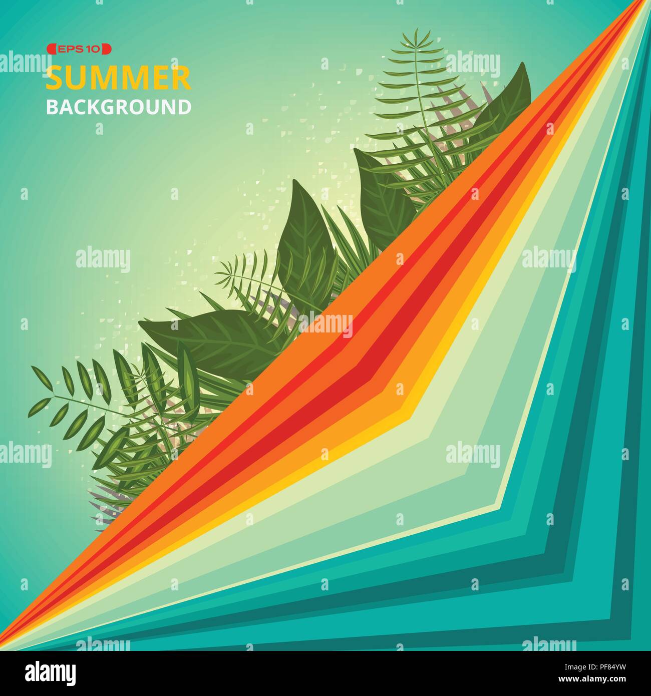 Colorful of summer tone background color. Presenting with leaves nature and clear space of text. Illustration vector eps10 Stock Vector