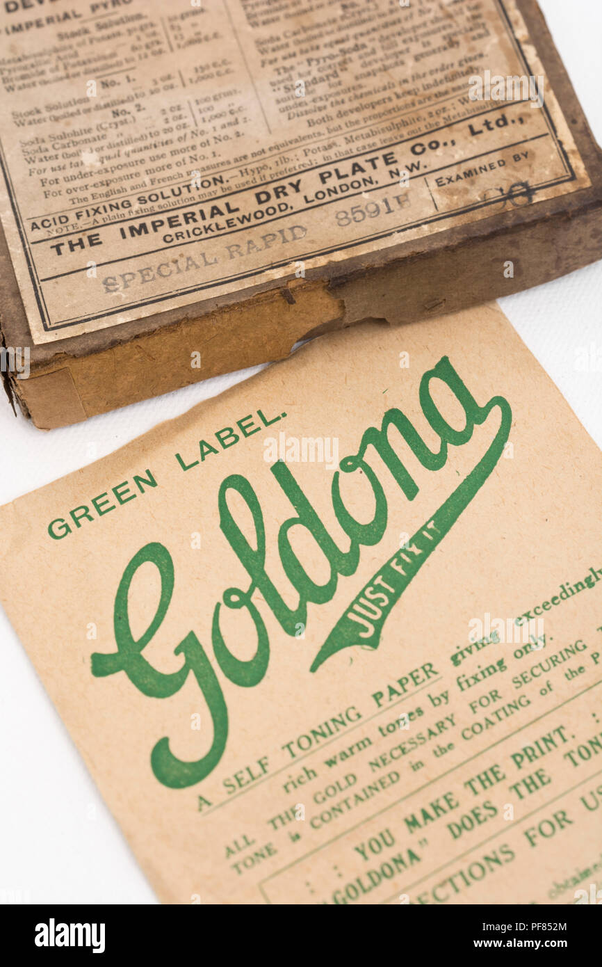 Old photography supplies from around period of WW1 Goldona printing