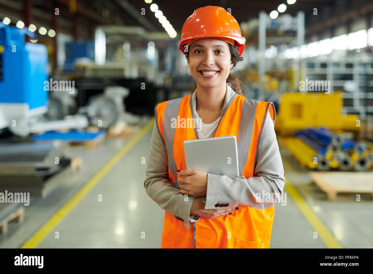 Cheerful Factory Worker Posing Stock Photo