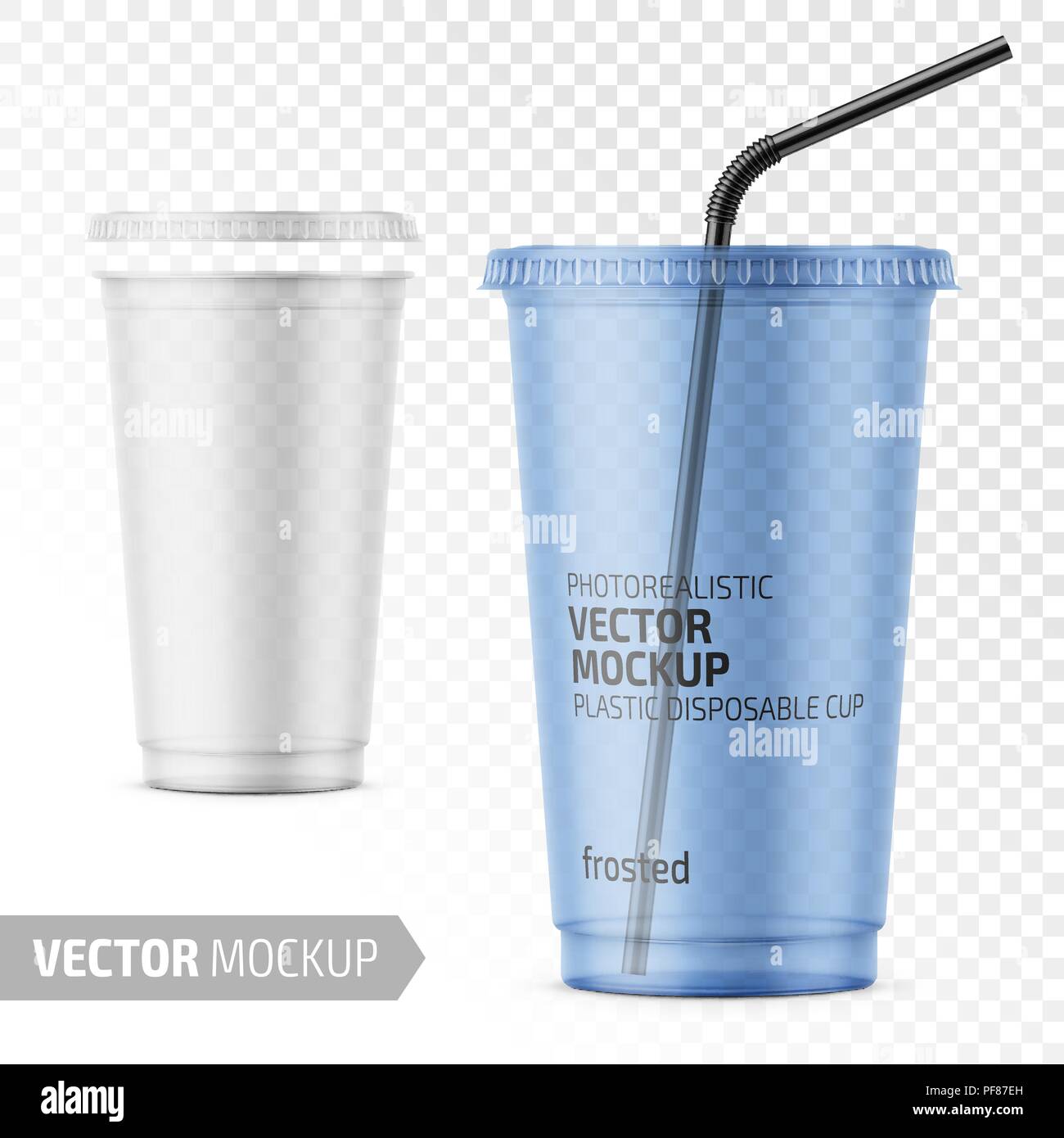 Disposable plastic cup with lid and straw Stock Vector Image & Art Alamy