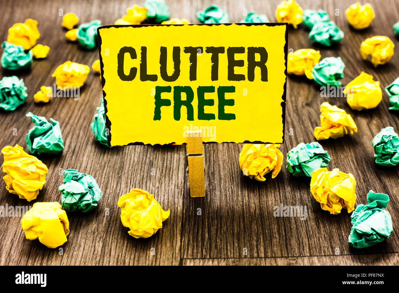 Writing note showing Clutter Free. Business photo showcasing Well ...