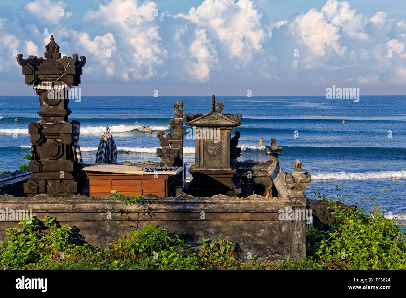 Balinese Temple at Batu Bolong Surf Beach, Bali Stock Photo
