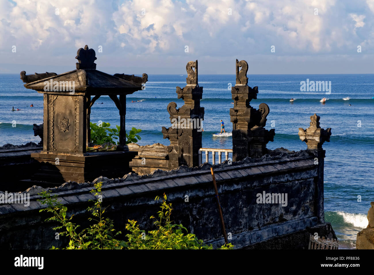 Balinese Temple at Batu Bolong Surf Beach, Bali Stock Photo