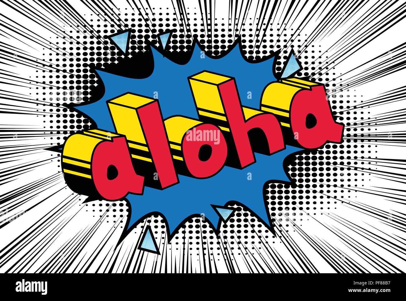 Aloha Hello In Hawaii Vector Illustrated Comic Book Style Phrase Stock Vector Image Art Alamy
